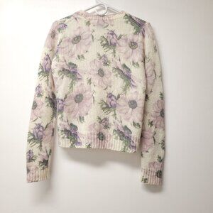 Elie Tahari Womens Crew Neck Long Sleeve Floral Print Sweater